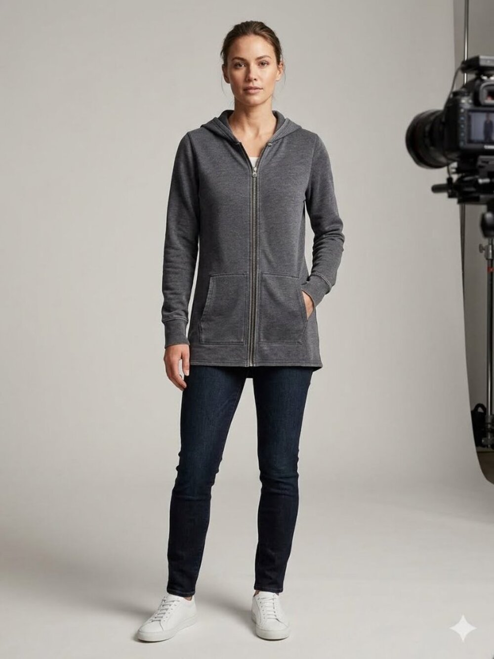 GAP dark gray zip up hoodie with pockets, size medium